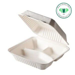 Bagasse 3C Clamshell 9"x9"