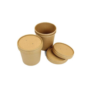 16oz Kraft Soup Container Complete With Kraft Vented Lids