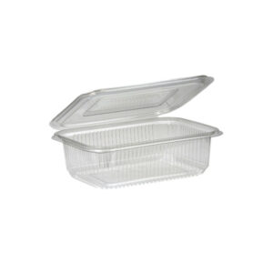 Clear Rectangular Hinged Lid Container rPET 375ml