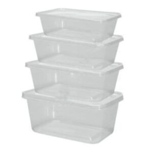 1000ml Semi Clear Rectangular Containers Complete with Lids